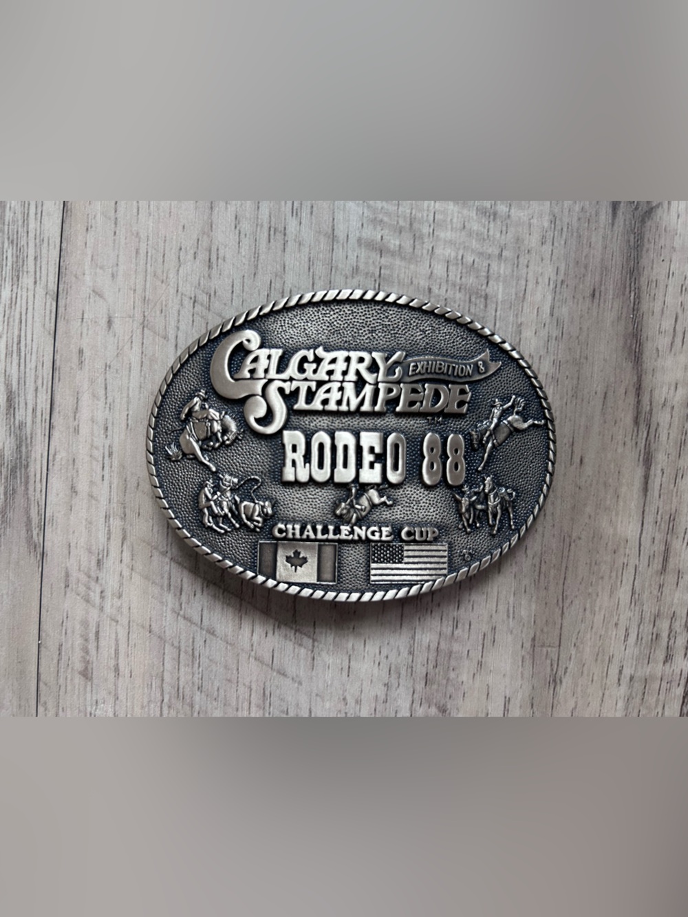 Vintage Calgary Stampede Rodeo 88 Challenge Cup solid brass Belt Buckle Alberta